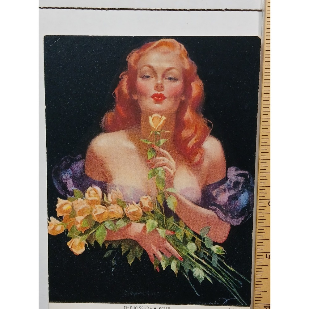 Vintage 1950 Bradshaw Crandell Pinup Annadale Junk Co Akron Ohio  Kiss Of A Rose